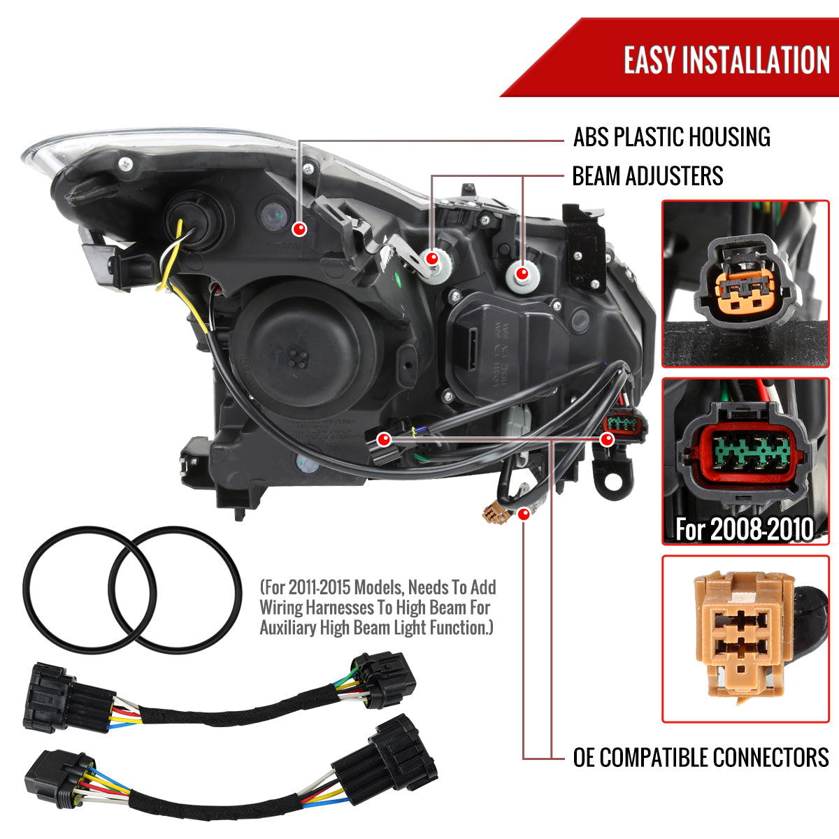Spec-D 08-13 G37/14-15 Q60 2DR Headlights OEM Style Black/Smoked