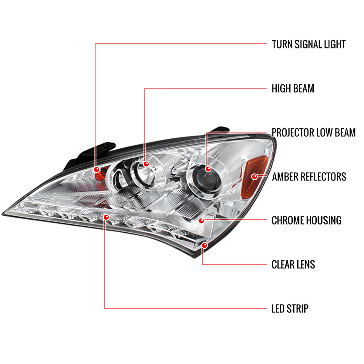Spec-D 10-12 Hyundai Genesis Coupe Projector Headlights Chrome/Smoked