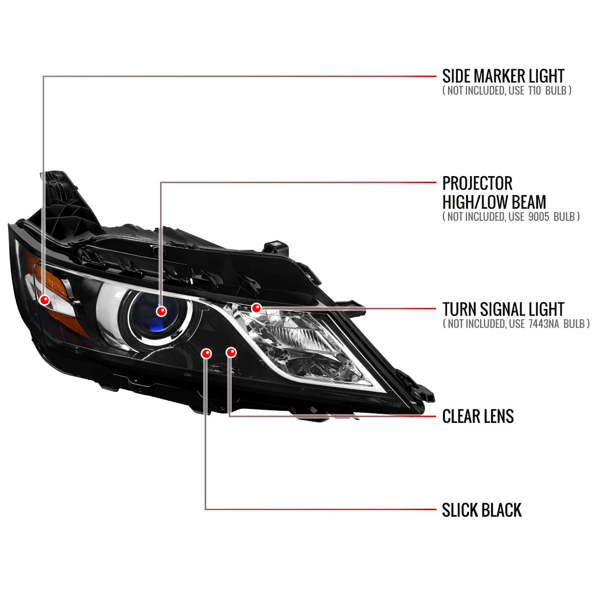 Spec-D 14-20 Chevy Impala Passenger Projector Jet Black Replacement