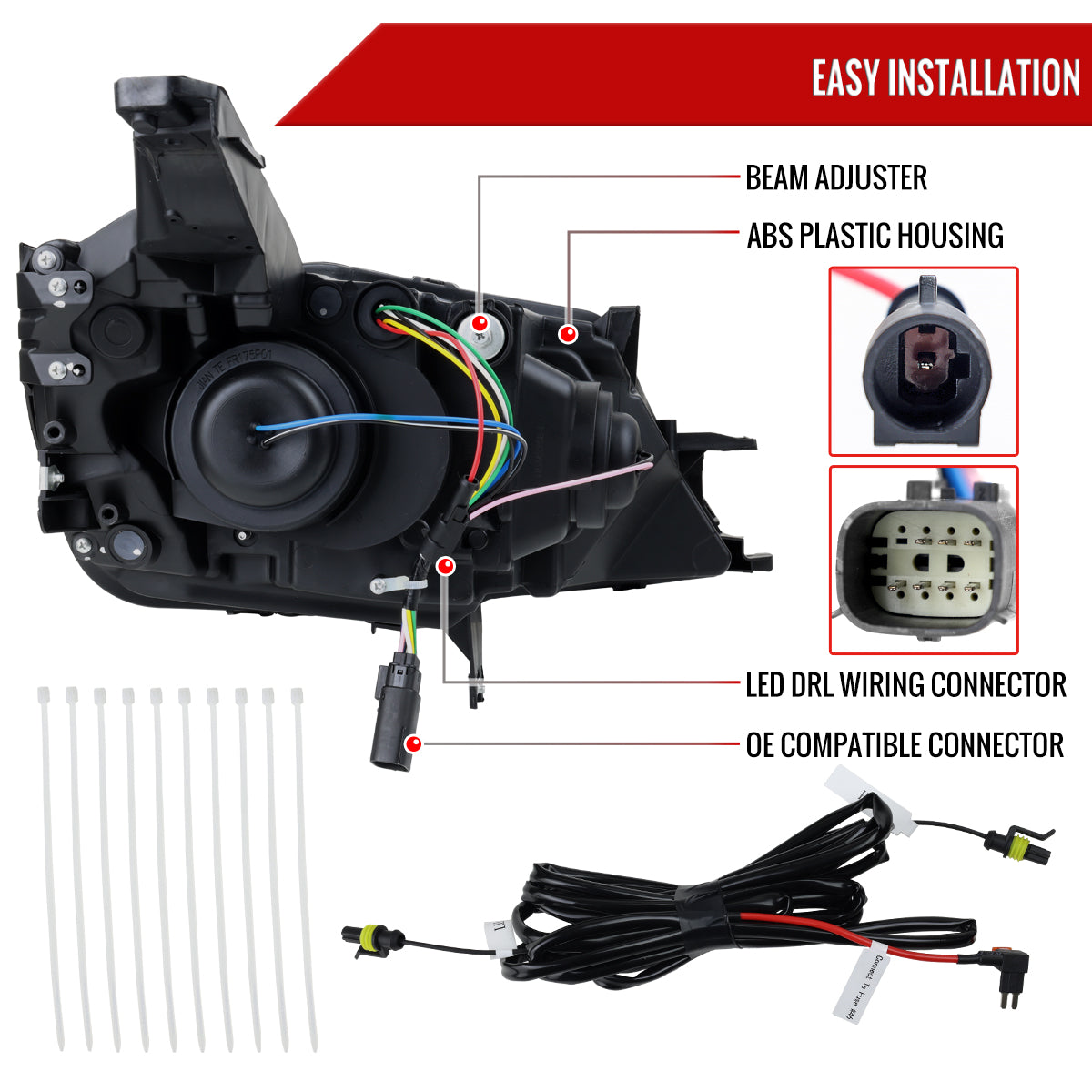 Spec-D 14-20 Chevy Impala Headlights Full LED Sequential Matte Black