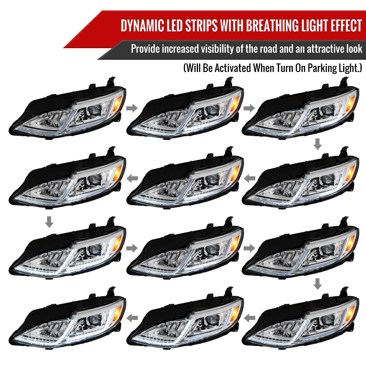 Spec-D 19-24 Chevy Malibu SEQ LED Projector Headlights Chrome