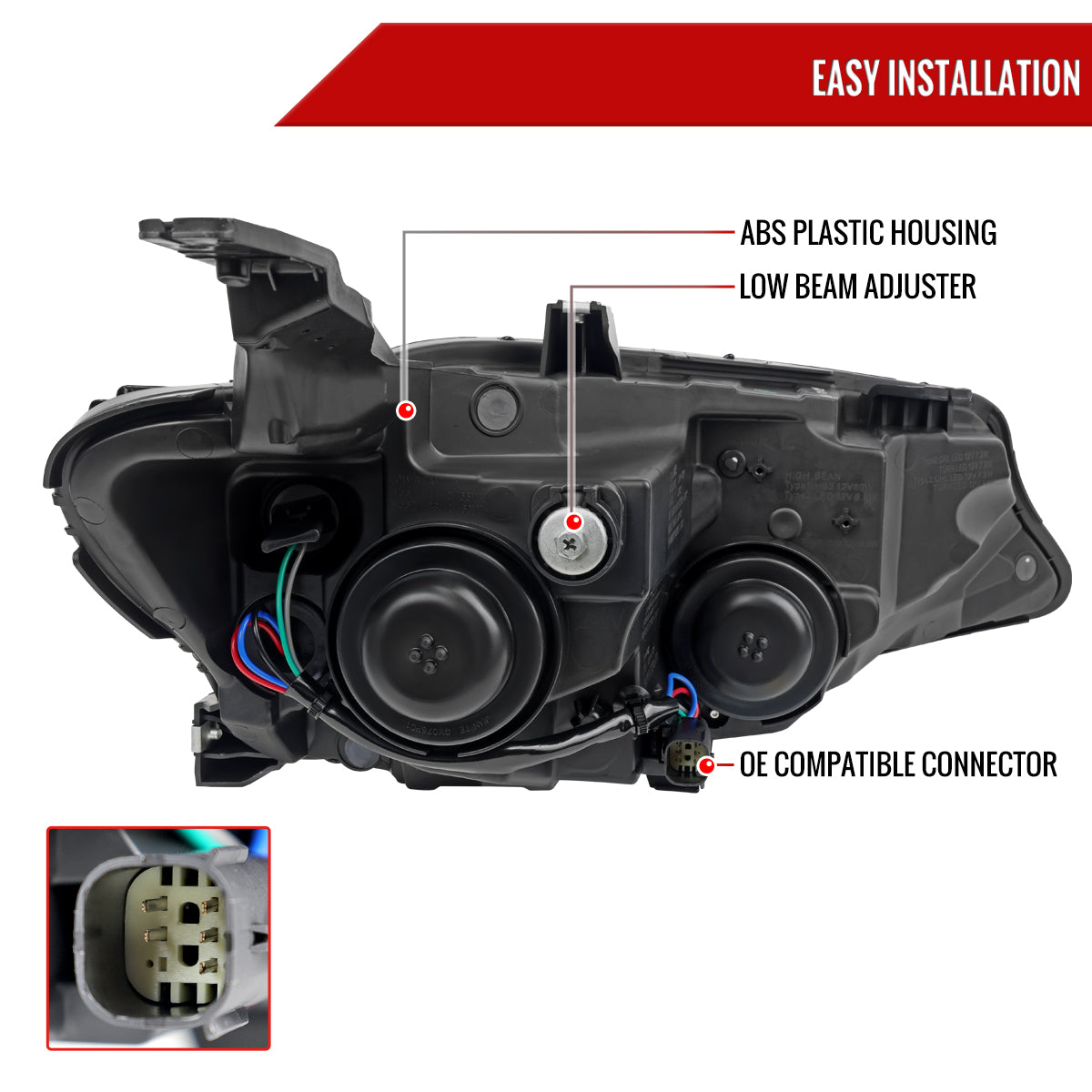 Spec-D 19-24 Chevy Malibu Driver Projector Black Replacement