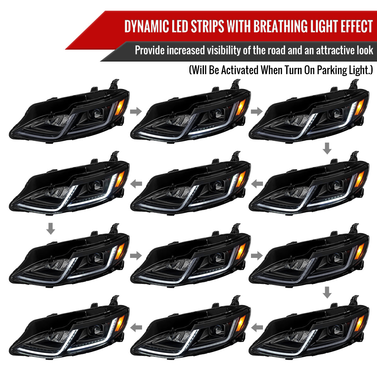 Spec-D 19-24 Chevy Malibu Projector Headlights Sequential Matte Black