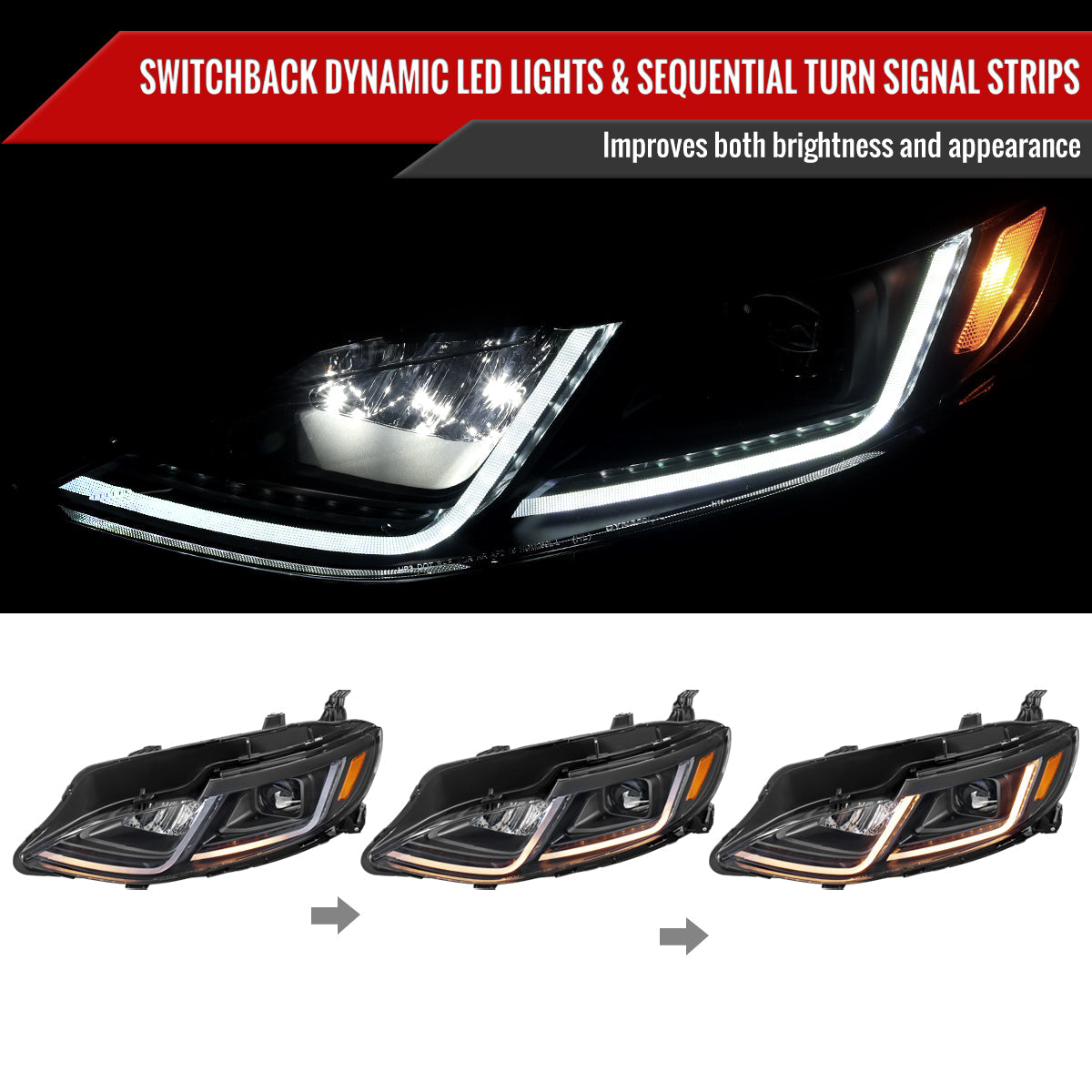 Spec-D 19-24 Chevy Malibu Projector Headlights Sequential Matte Black