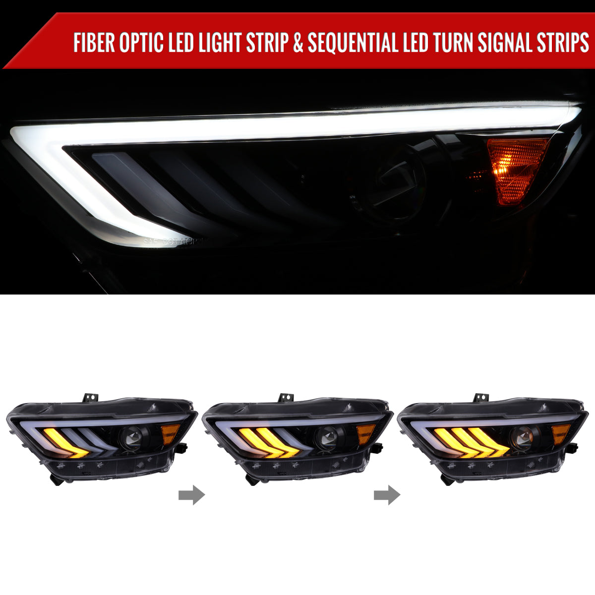 Spec-D 15-22 Ford Mustang OEM HID Projector Headlights Chrome