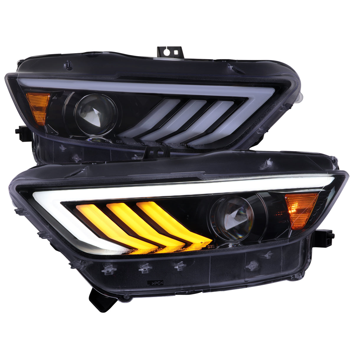 Spec-D 15-22 Ford Mustang OEM HID Projector Headlights Chrome