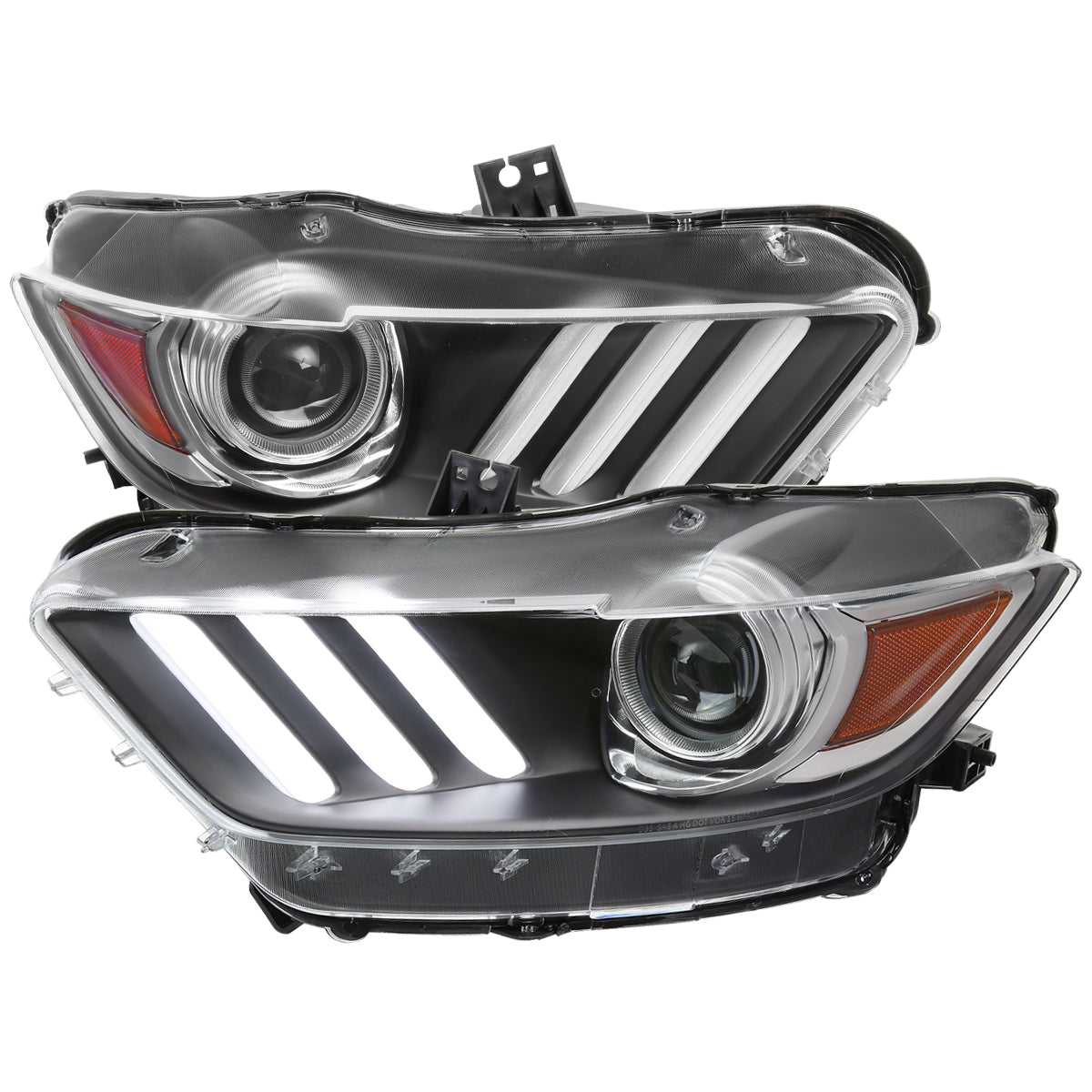 Spec-D 15-17 Ford Mustang HID/Xenon SEQ LED Projector Headlights Black