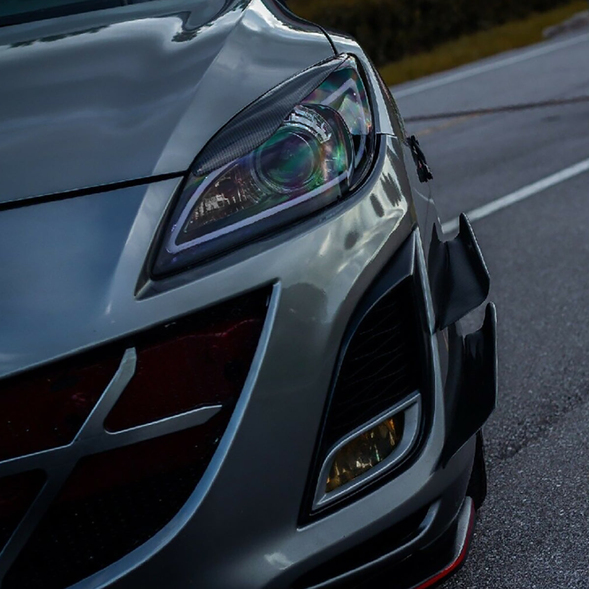 Spec-D 10-13 Mazda 3 Projector Headlights LED Strip GL Black w/Smoked