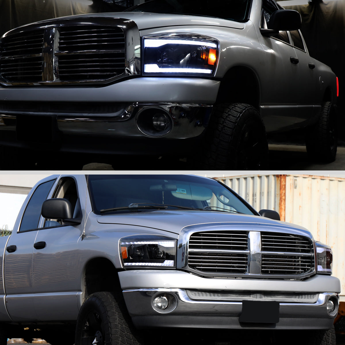 Spec-D 06-09 Ram 1500 2500 3500 SEQ Projector Headlights Black/Clear