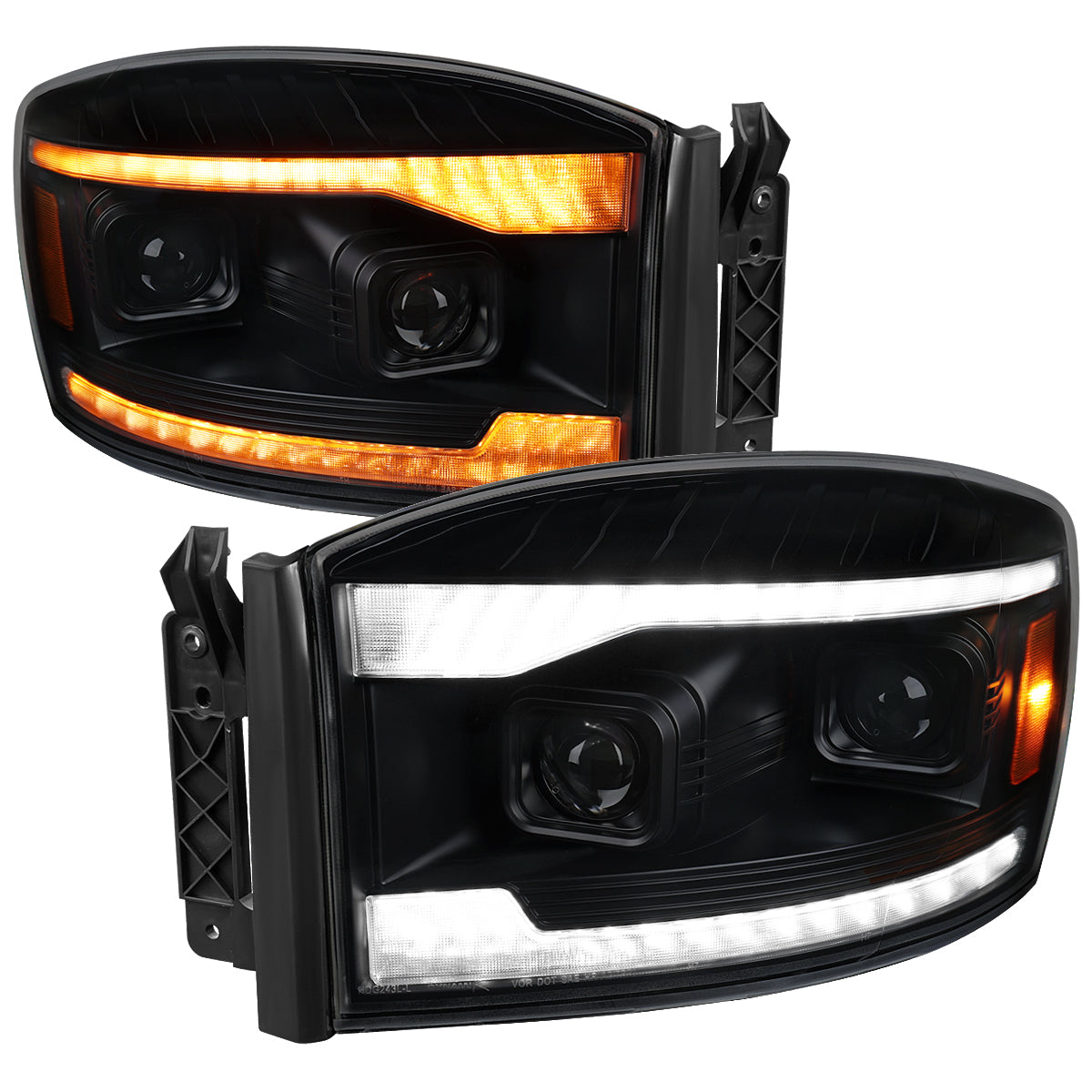 Spec-D 06-08 Ram 1500 Ram 2500 3500 SEQ Projector Headlights Smoked