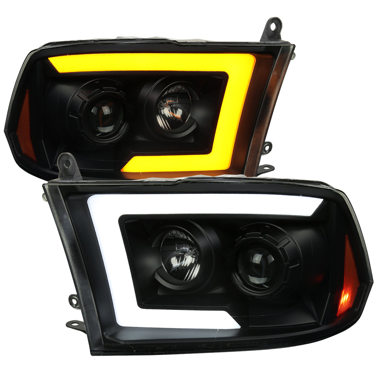 Spec-D 10-18 Dodge Ram/19-21 Ram Classic SEQ Pro Headlights Blk/Smoked