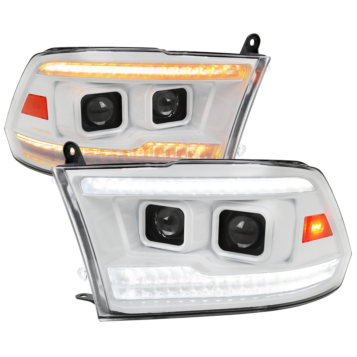 Spec-D 10-18 Ram 1500 2500 3500/19-24 Ram Classic Headlights SEQ White