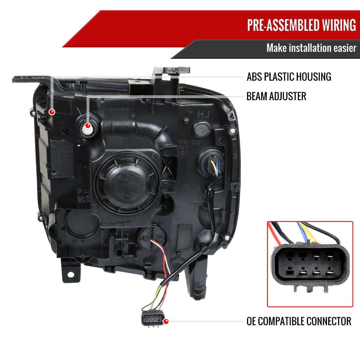 Spec-D 14-19 GMC Sierra Passenger Projector Chrome Replacement