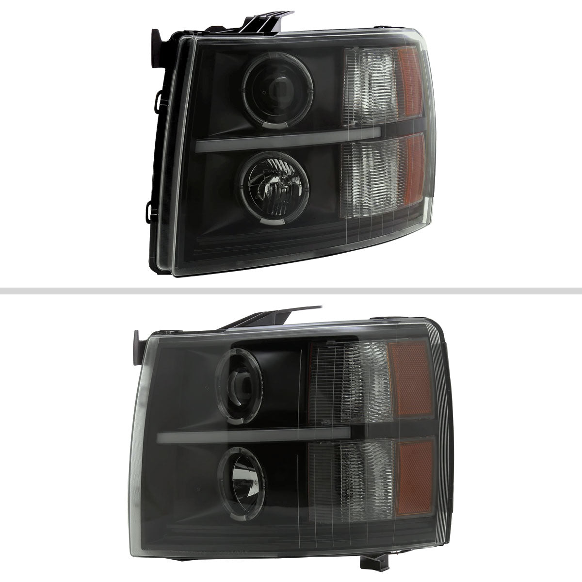 Spec-D 07-13 Silverado Headlights Dual Halo Projector Smoked