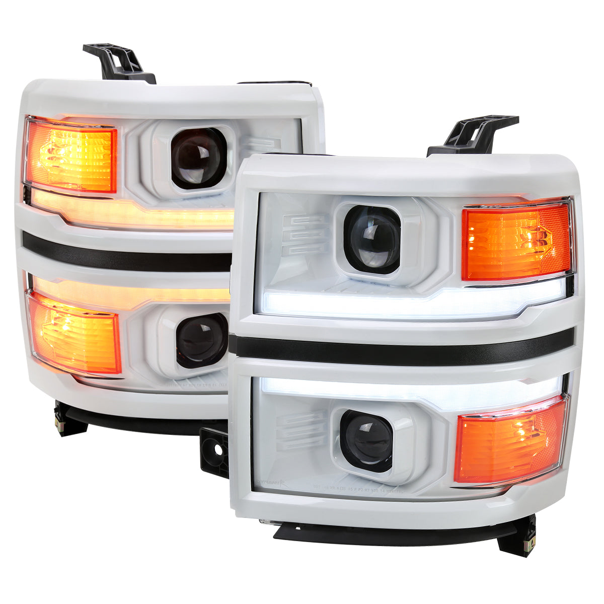 Spec-D 14-15 Silverado 1500 Sequential Headlights White/Black Trim