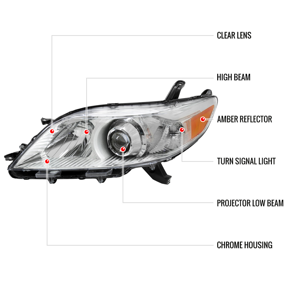 Spec-D 11-20 Toyota Sienna Projector Headlights Chrome
