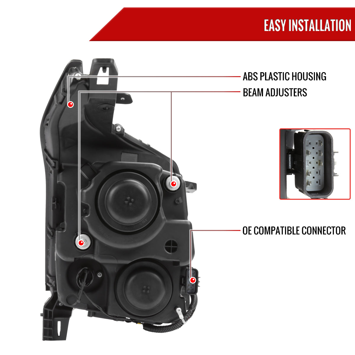 Spec-D 10-16 Cadillac SRX Projector Headlights Halogen Matte Black