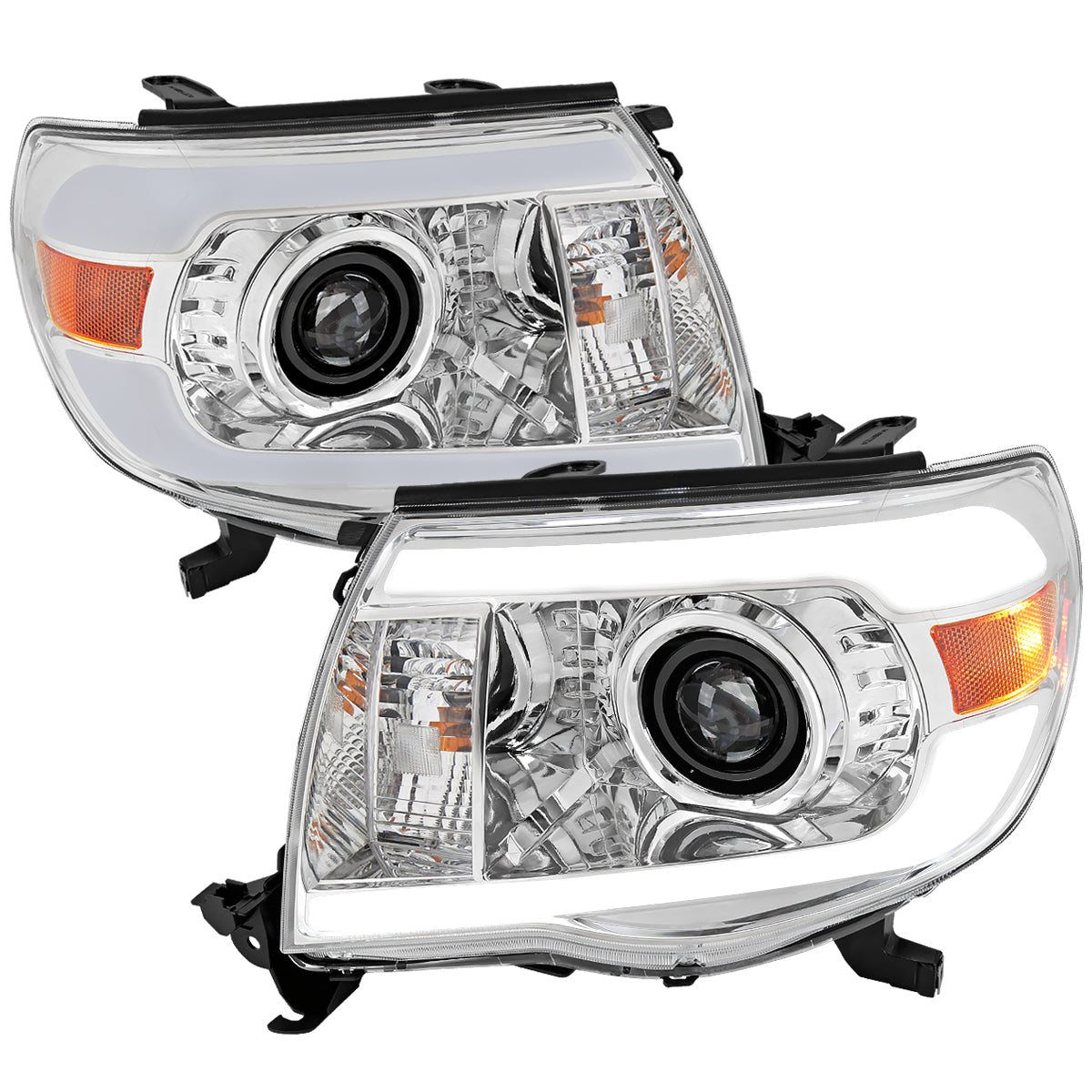 Spec-D 05-11 Tacoma LED Bar Projector Headlights Chrome