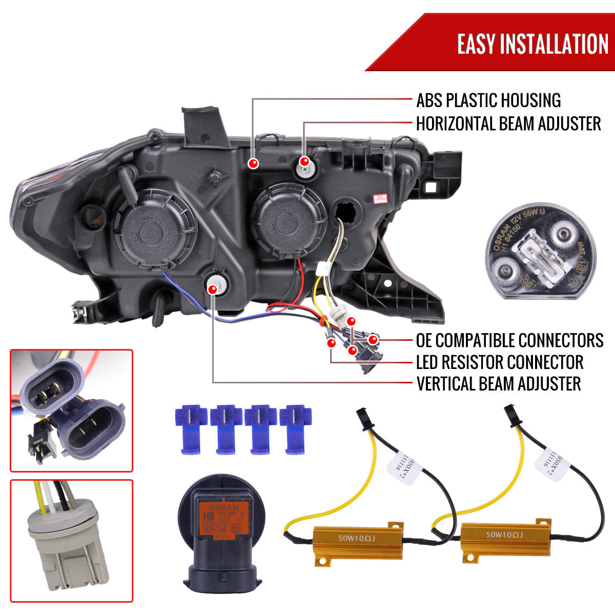 Spec-D 16-23 Tacoma Switchback LED Projector Headlights GL Black
