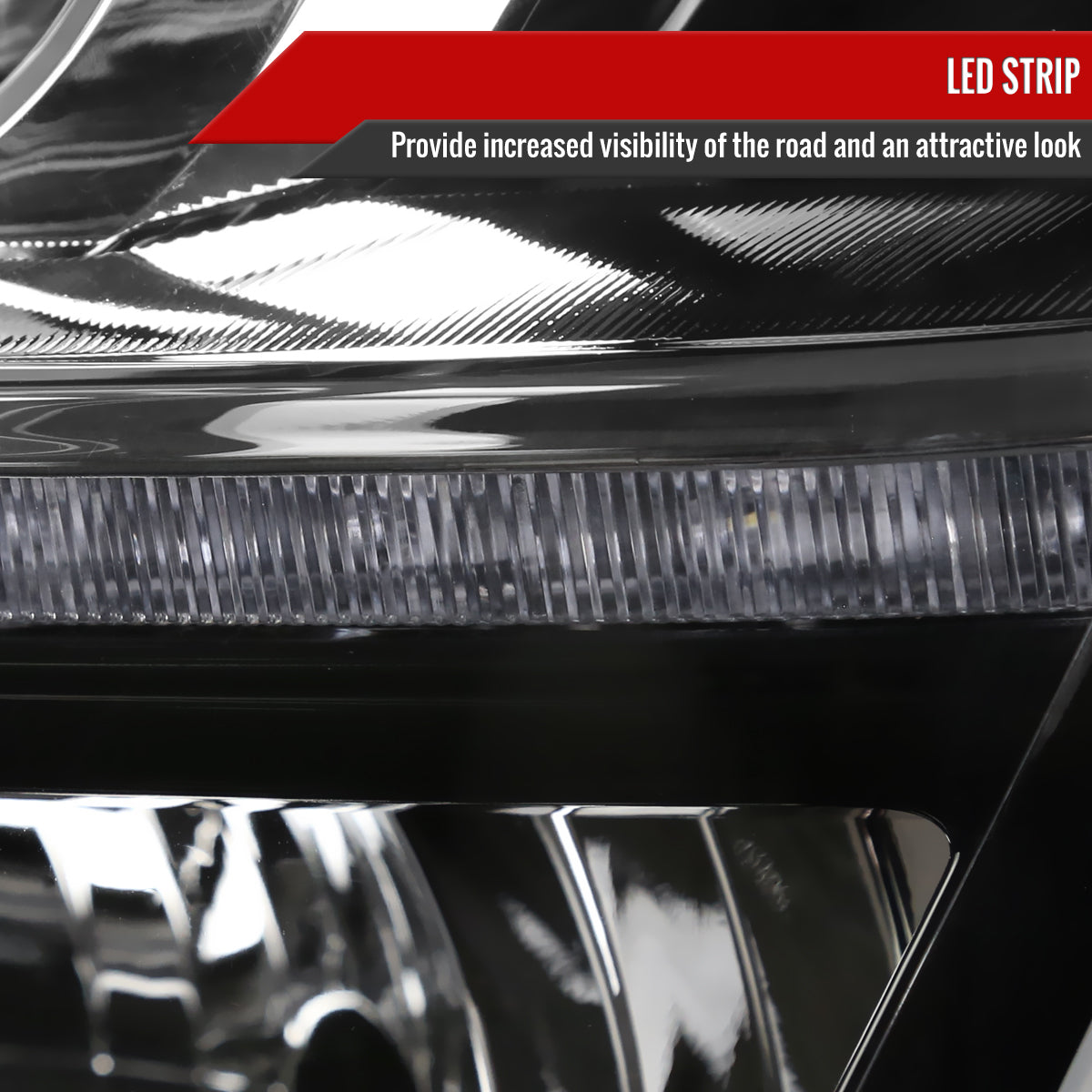 Spec-D 15-20 Chevy Tahoe/Suburban Projector Headlights LED Strip Black