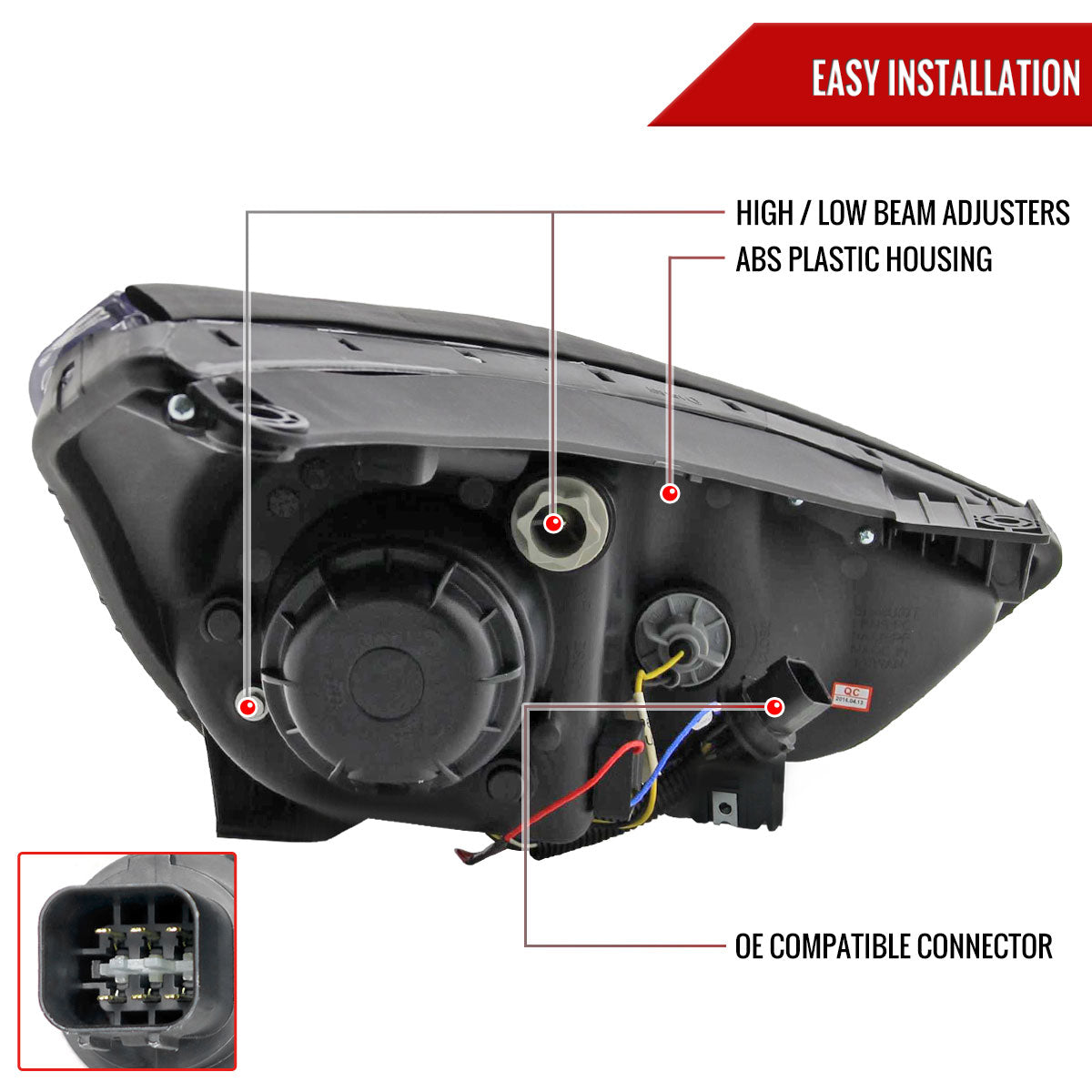 Spec-D 10-13 Hyundai Tucson Projector Headlights LED Strip Black