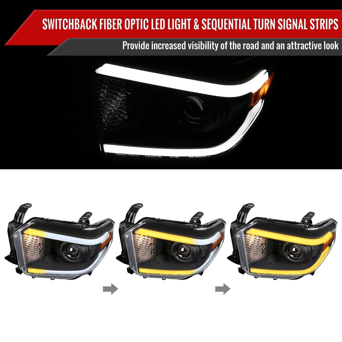 Spec-D 14-21 Tundra Headlights witchback Sequential Signals Black