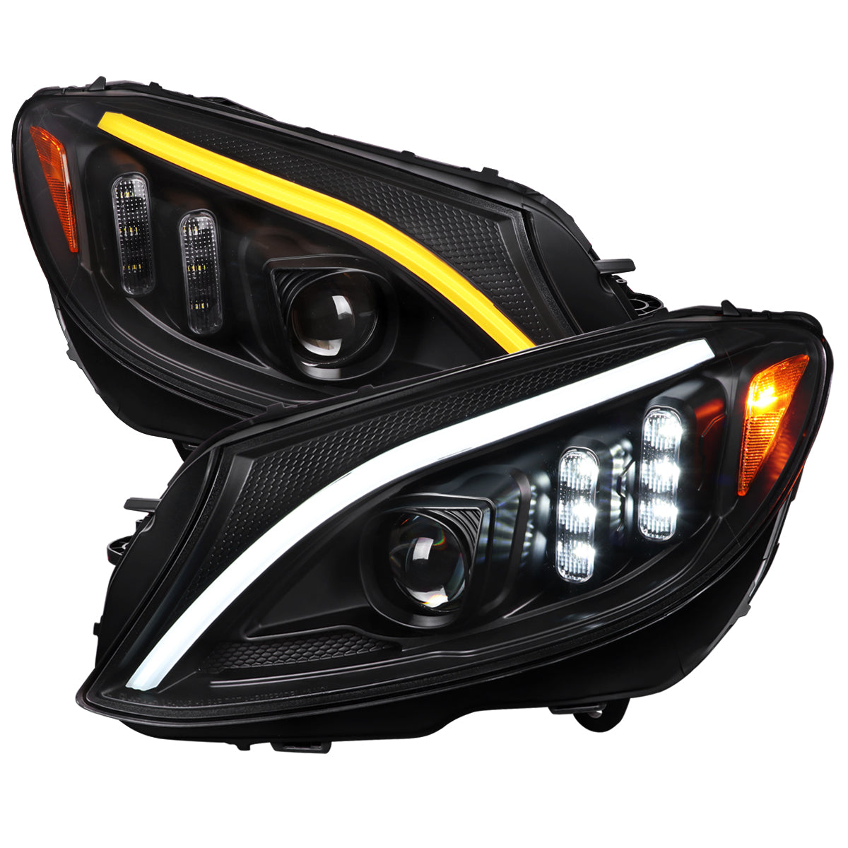 Spec-D 15-18 Mercedes-Benz C-Class W205 SEQ LED Headlights Black