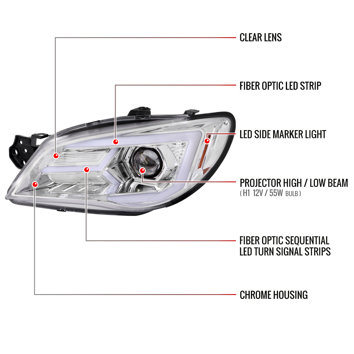 Spec-D 06-07 Impreza WRX STI Headlights Sequential Signals Chrome