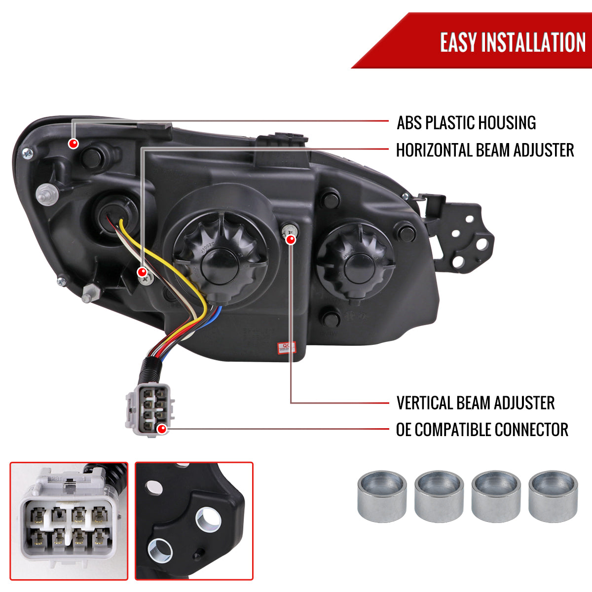 Spec-D 06-07 Subaru WRX STI Projector Headlights Jet Black.