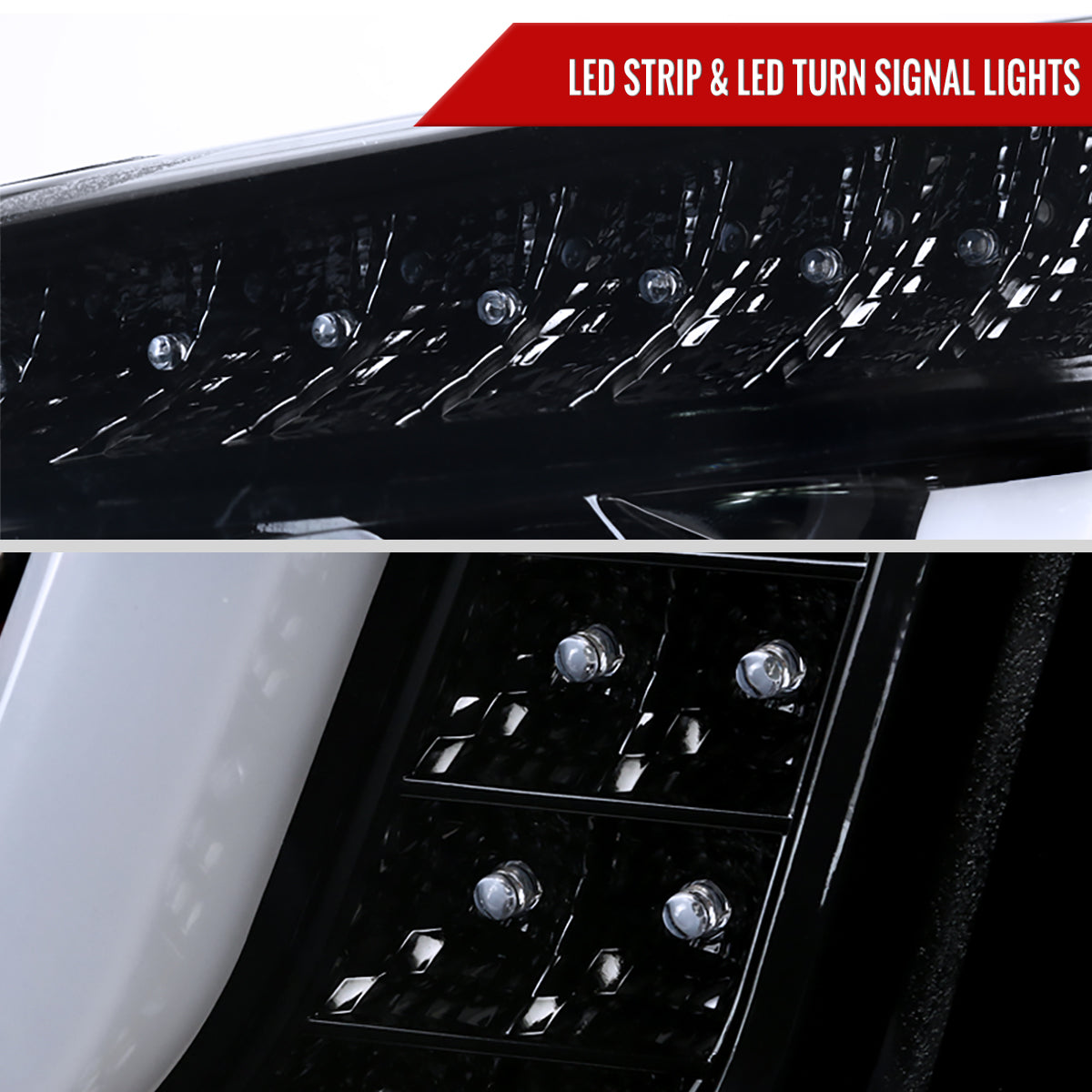 Spec-D 15-20 GMC Yukon/Yukon XL U-Bar Headlights Glossy Black/Smoked