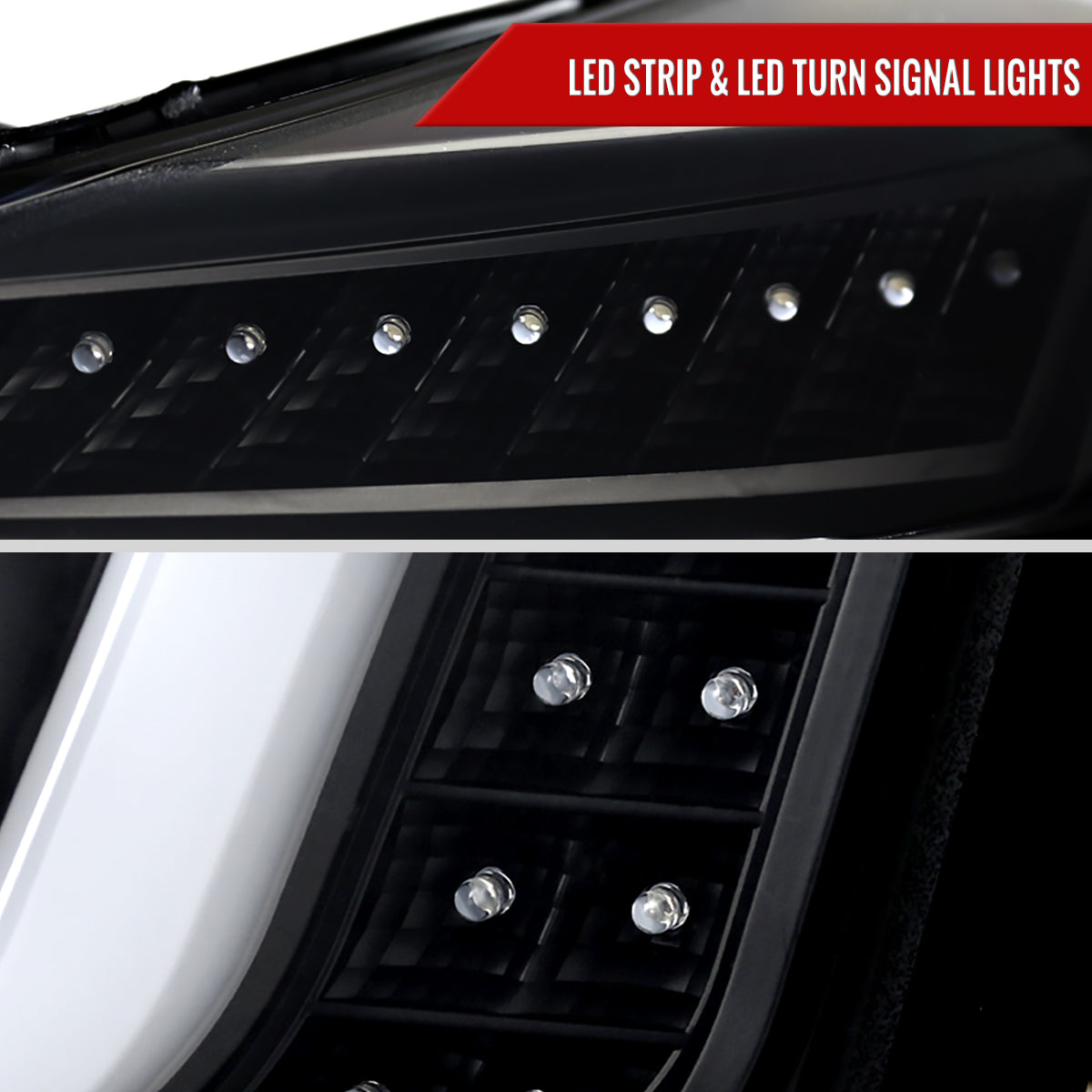 Spec-D 15-20 GMC Yukon/Yukon XL LED U-Bar Projector Headlights Black