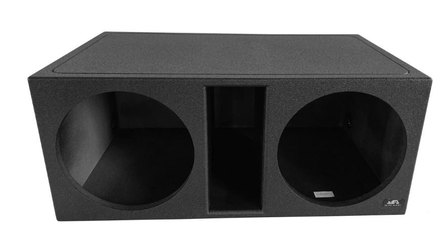 Elite Audio EBOX-BLVD15SPL Dual 15” Subwoofer Enclosure - Rugged Polyurethane Bed Liner Finish, 35Hz Tuned Mega Port, 1” MDF Heavy-Duty Construction, Pro-Tuned Ports, High-Current Terminals for SPL Bass & Premium Sound Quality