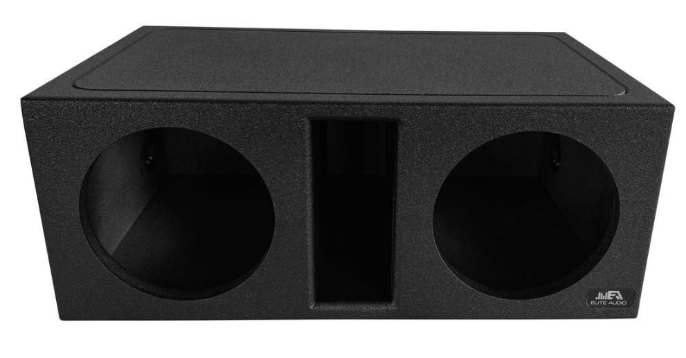 Elite Audio EBOX-BLVD10SPL Dual 10” Subwoofer Enclosure - Durable Polyurethane Bed Liner Finish, 35Hz Tuned Mega Port, 1” MDF Heavy-Duty Construction, Pro-Tuned Ports, High-Current Spring Terminals for SPL Bass & Superior Sound Quality