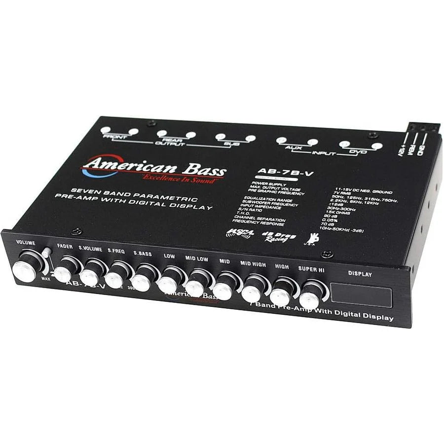 American Bass AB-7B 7-Band Equalizer With Voltage Display