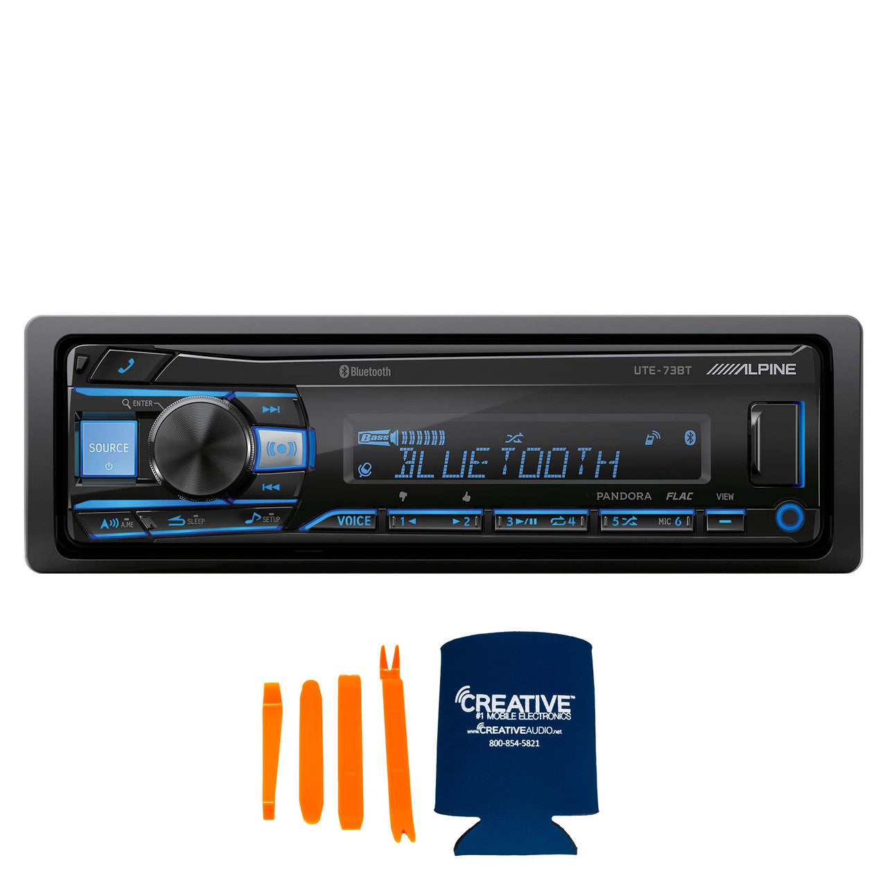 Alpine UTE-73BT Bluetooth® Multimedia Receiver (Does Not Play CDs) with A Pair Alpine SXE-1751S 6.5