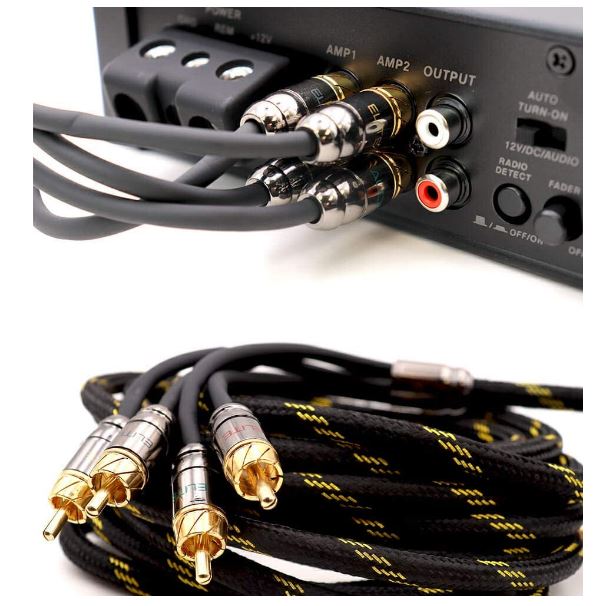 Elite Audio 15ft 4-Channel RCA Audio Cable – Oxygen-Free Copper, Triple Shielded, Brass Connectors