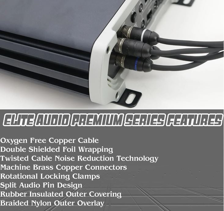 Elite Audio 20ft 6-Channel RCA Cable – OFC Twisted Pair with Noise Reduction
