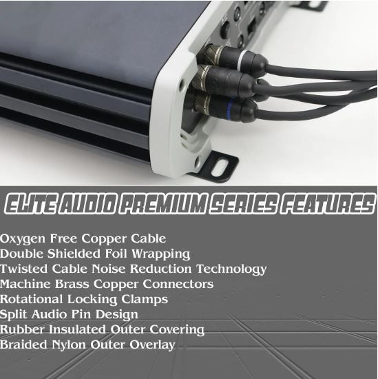 Elite Audio 15ft RCA Cable – Premium 4-Channel Twisted Pair | Oxygen-Free Copper | Male to Male | Noise Reduction