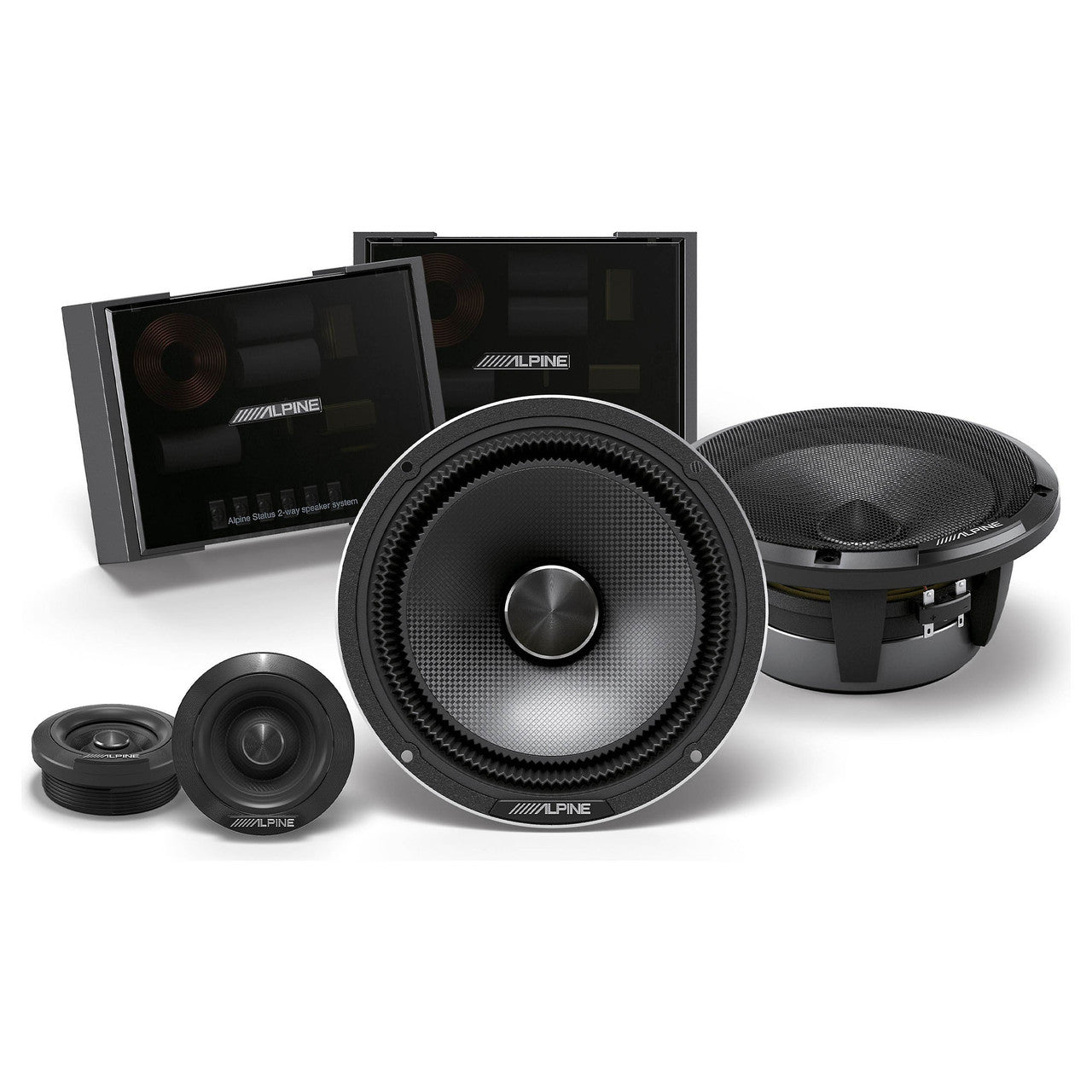 Alpine HDZ-65CS Status Series Hi-Res 6.5” 2-Way Slim-fit Component Speaker Set with HDZ-65 Status Hi-Res 6.5” Coaxial Speaker Set