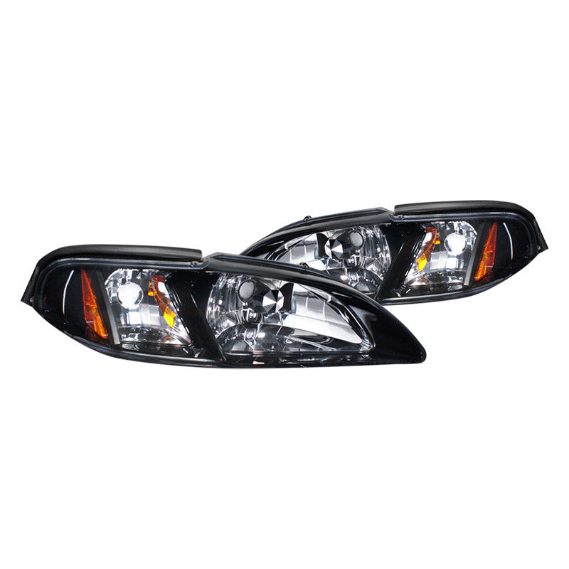 Spec-D 94-98 Ford Mustang 1PC Crystal Headlights Chrome/Smoked