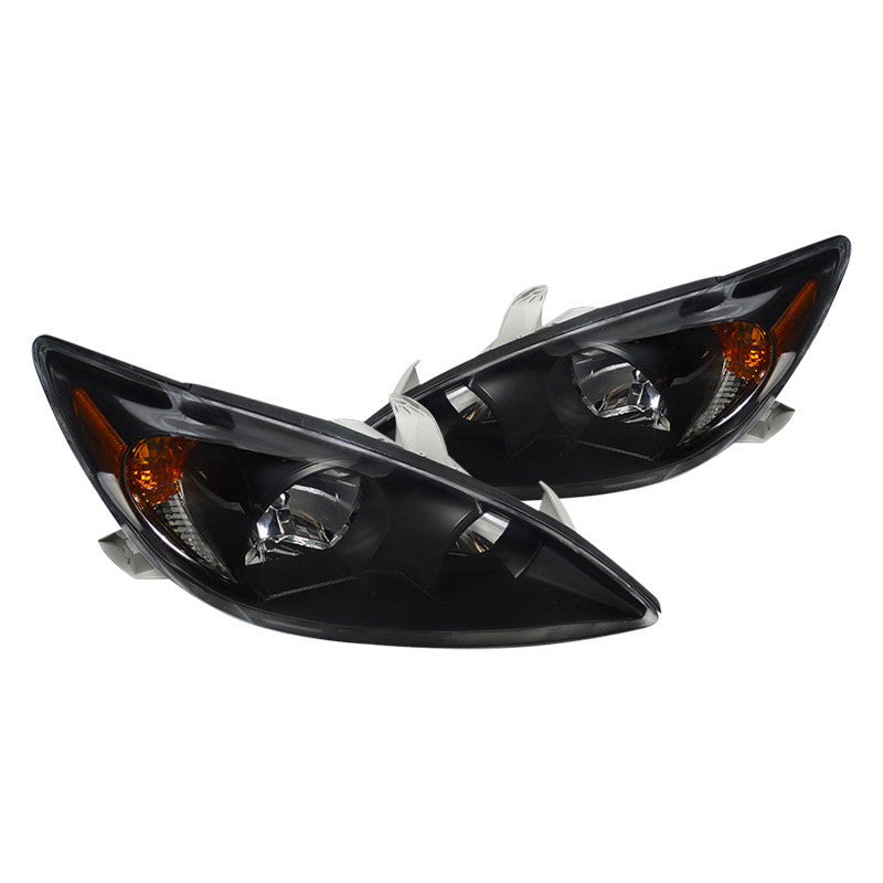 Spec-D 02-04 Toyota Camry Headlights Crystal Matte Black/Clear Amber