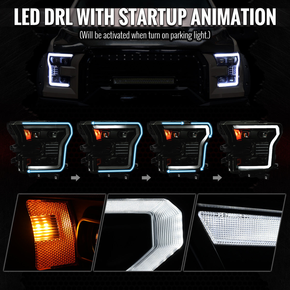 Spec-D 15-17 Ford F-150 Led Projector HID Headlight Black/Smoked Lens