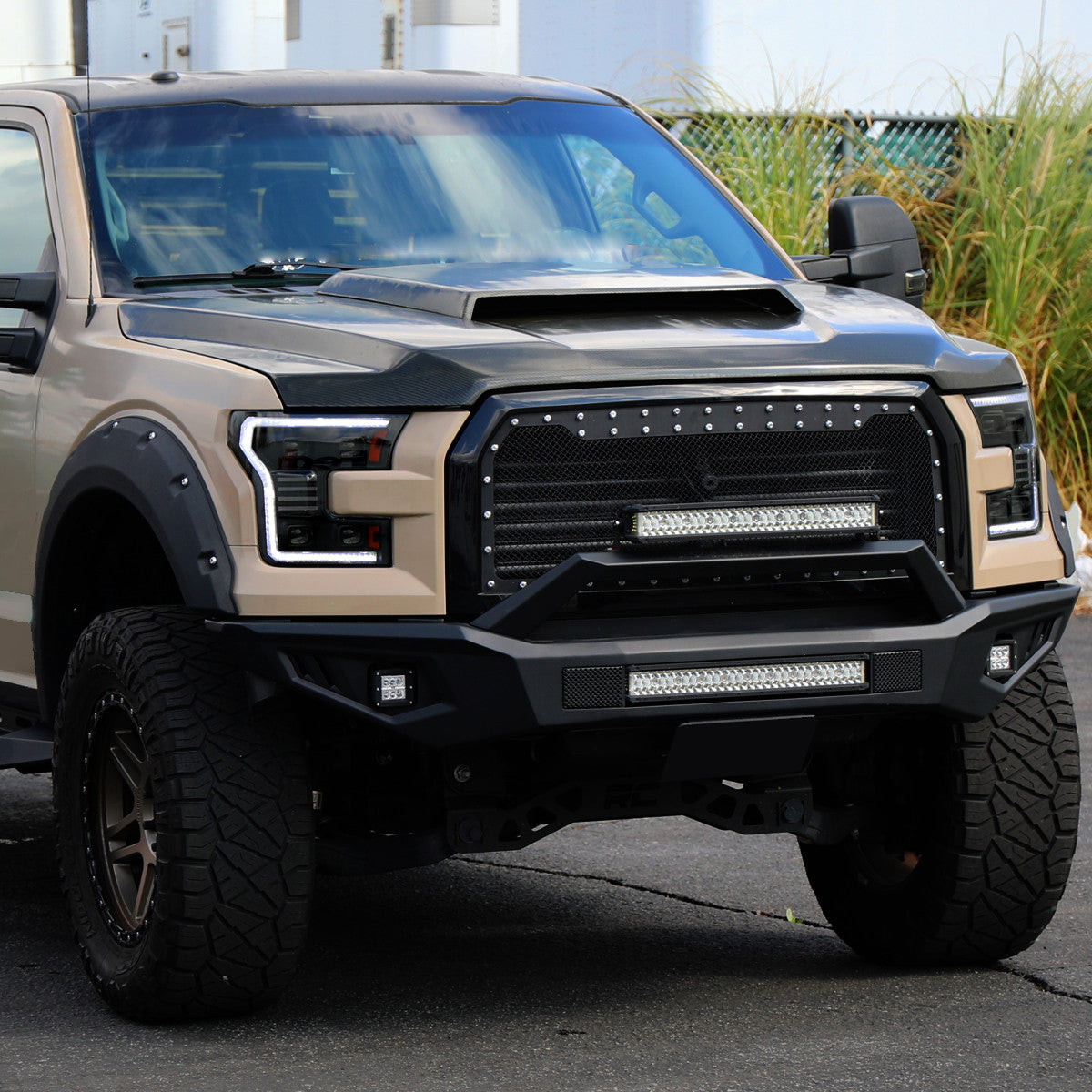 Spec-D 15-17 Ford F-150 Led Projector HID Headlight Black/Smoked Lens