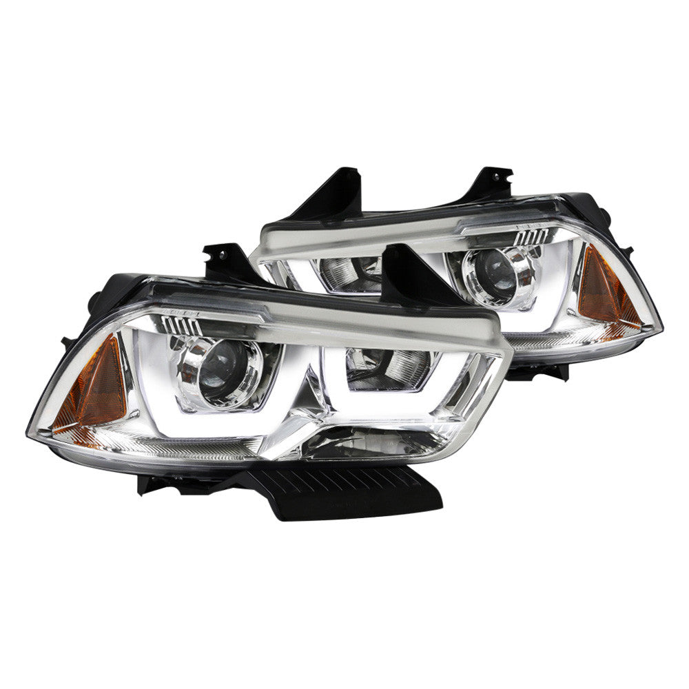 Spec-D 11-14 Dodge Charger U-Bar Projector Headlights Chrome