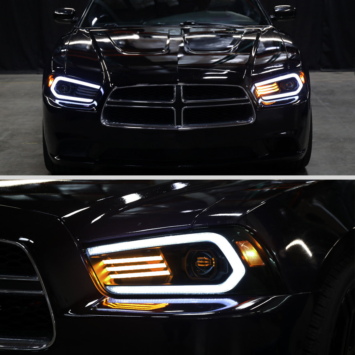 Spec-D 11-14 Dodge Charger Projector HID Headlight Black/Smoked