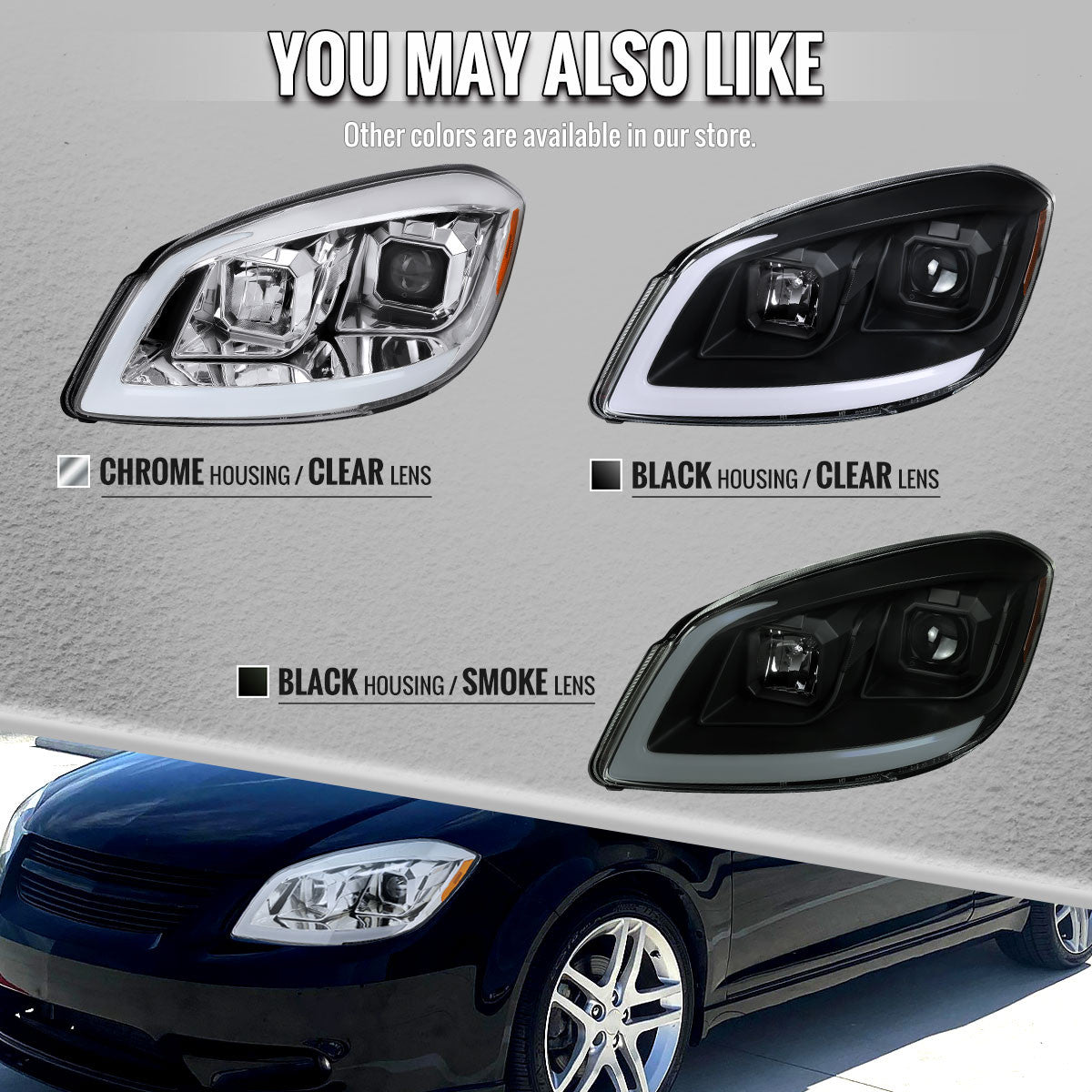 Spec-D 05-10 Chevrolet Cobalt Light Bar Projector Headlight Chrome