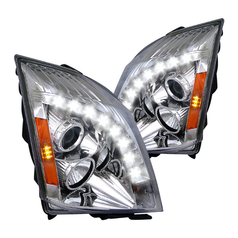 Spec-D 08-14 Cadillac CTS Headlights Projector LED Strip Chrome/Clear
