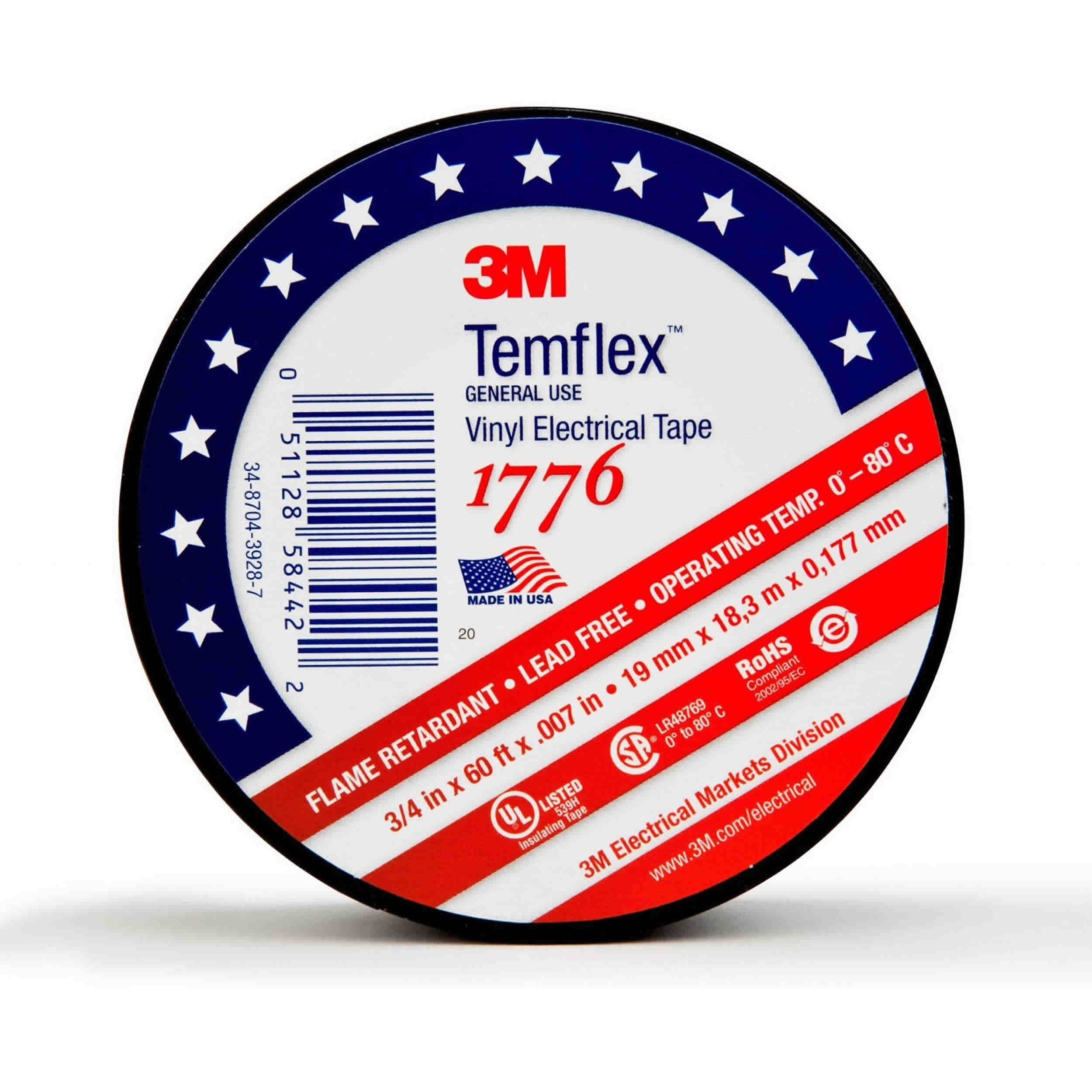 3M1776-10 Vinyl Electrical Tape 3/4 inch X 60 feet - 10 pack
