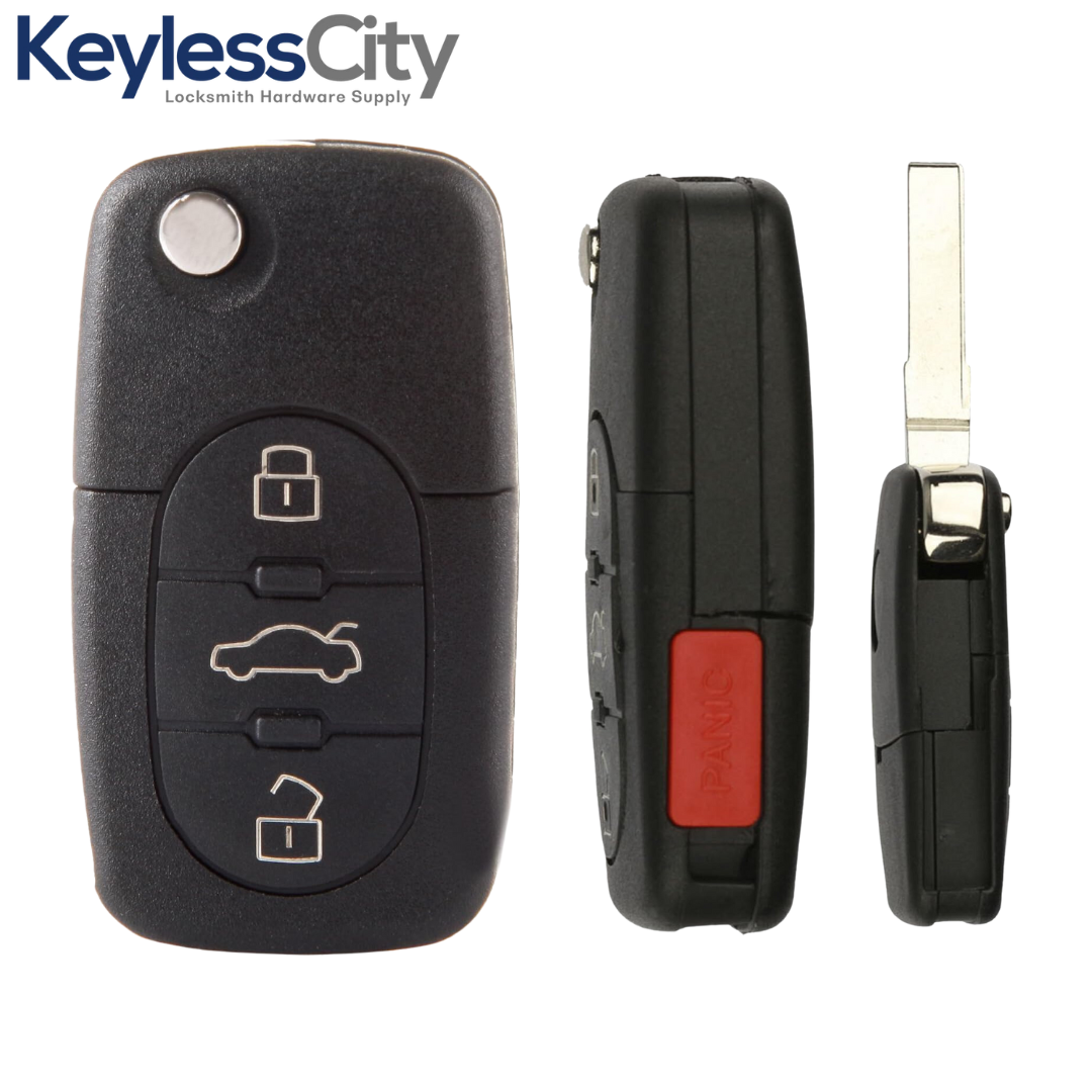 1997-2005 Audi / 4-Button Flip Key / PN: 4D0837231M / MYT8Z0837231 / 315 MHz (AFTERMARKET)