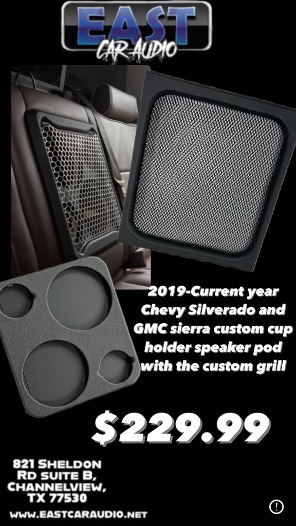 2014-2025 Chevy Silverado GMC Sierra cup holder panel speaker pod with Custom Cover plate speaker pods